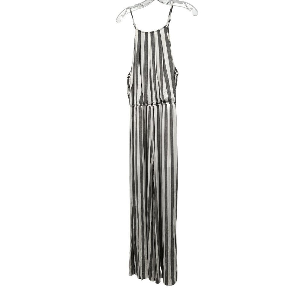 Staccato Womens Striped Jumpsuit Sleeveless Gray/White Size Small New